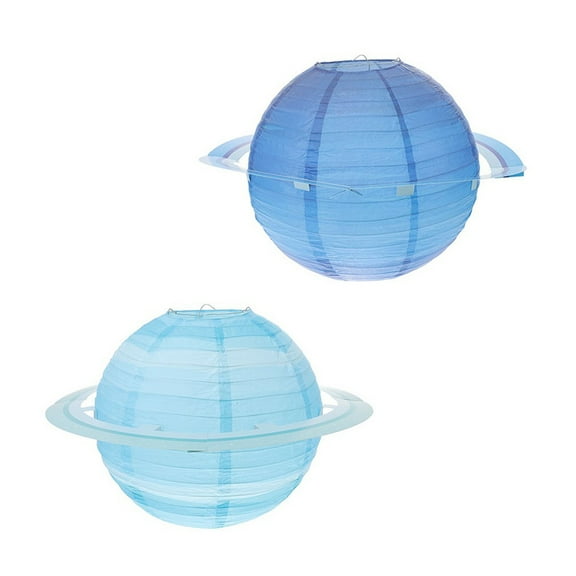 Planet Lantern Outer Space Paper Lanterns Iron Solar System Foldable Child 2 Pcs