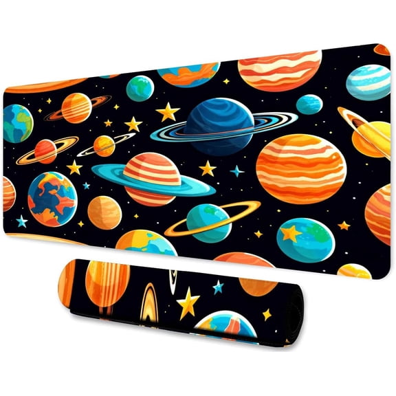 Planet Large Mouse Pad 31.5x11.8 Inches Cartoon Anime Universe Outer Space Starry Sky Pattern Printed Game Mouse Pad for Home Studio Keyboard Table Mat BDHYMN208