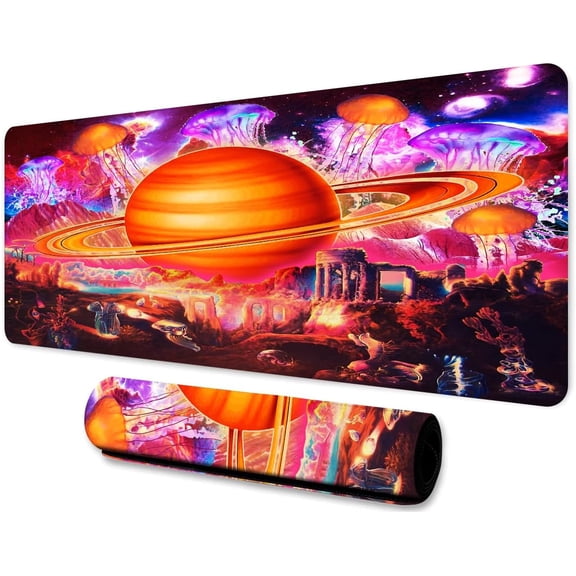 Planet Large Mouse Pad 31.5x11.8 Inches Dream Universe Magic Mountain Jellyfish Graphic Printed Game Mousepad for Work Game Office Home BDXPMN199