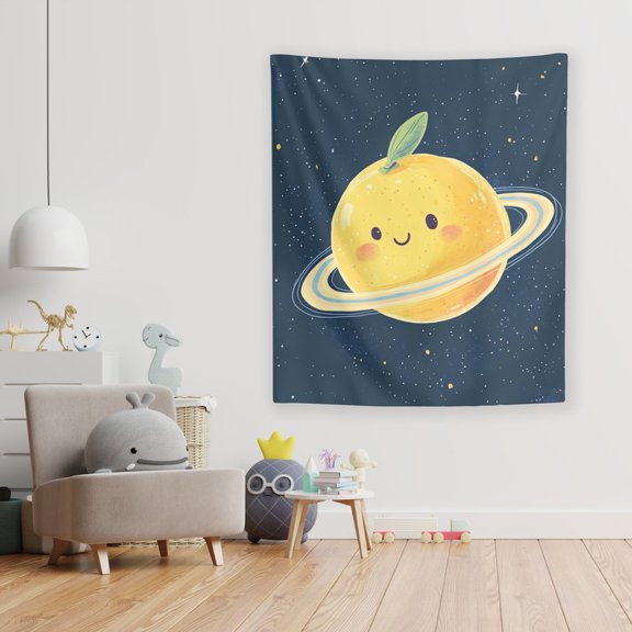 Planet Lemon Wall Tapestry by Dancing Littles Jungle