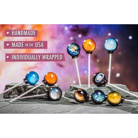 Planet Lollipops Solar system themed spherical suckers.