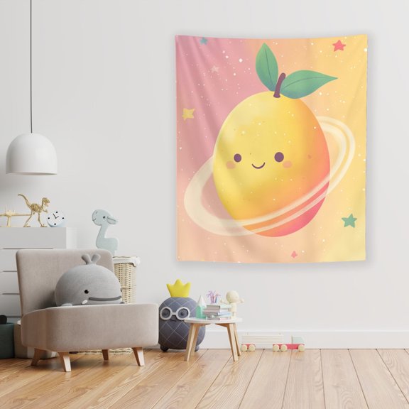 Planet Mango Wall Tapestry by Dancing Littles Jungle
