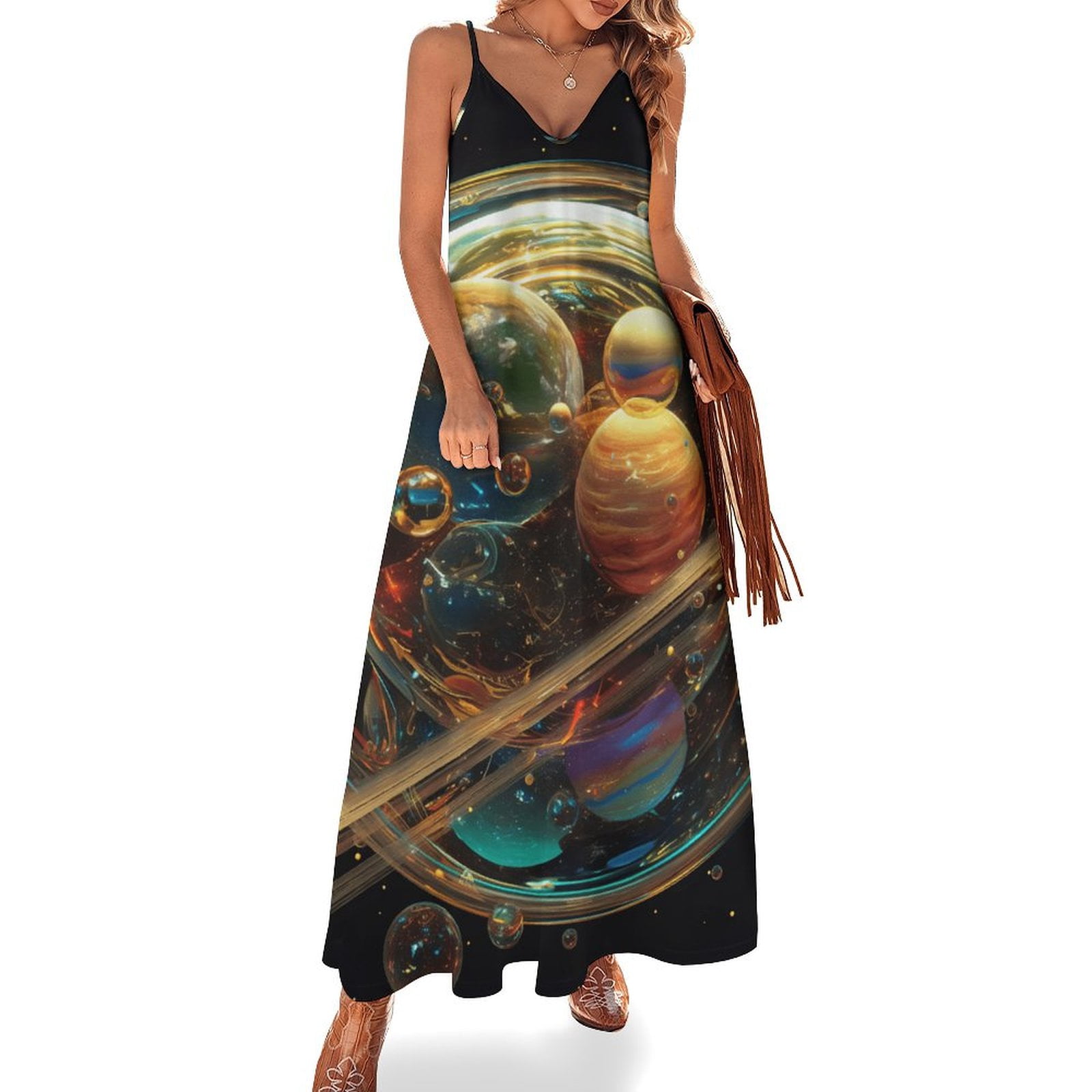 planet silk dress Women's Dress