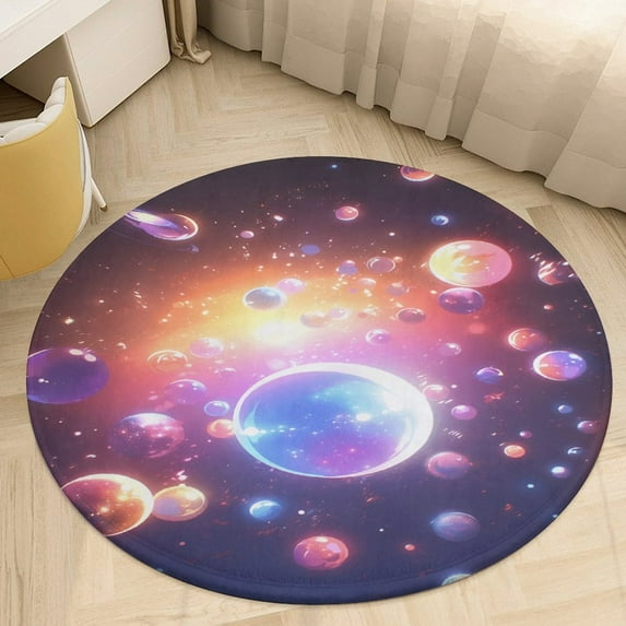 Planet Mars Mercury Jupiter Round Rugs -Washable Non-Slip Small Round Area Rug Throw Soft Circle Rugs for Bedroom, Modern Print Indoor Carpet for Entryway Sofa Living Room