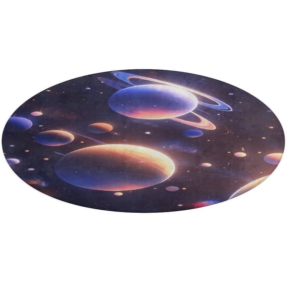 Planet Mars Mercury Jupiter Round Rugs -Washable Non-Slip Small Round Area Rug Throw Soft Circle Rugs for Bedroom, Modern Print Indoor Carpet for Entryway Sofa Living Room