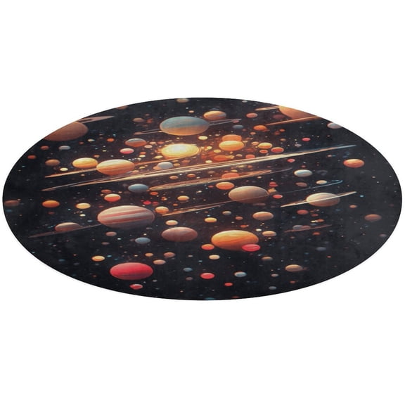Planet Mars Mercury Jupiter Round Small Area Rug, Print Non Slip Washable Floor Mat, Soft Throw Rug for Living Room, Powder Room Entryway, Bathroom, Bedside