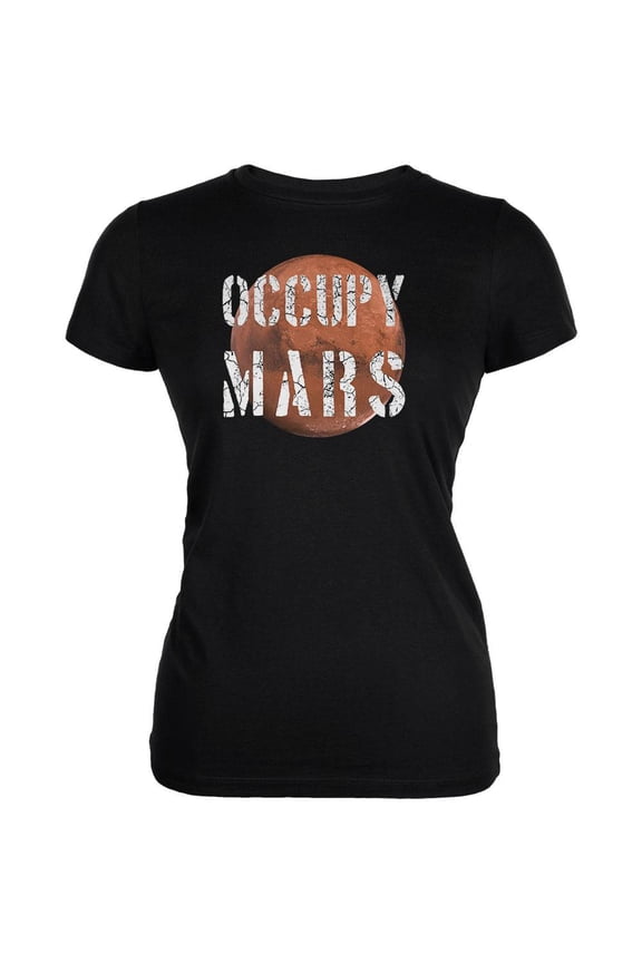 Planet Mars Occupy Mars Juniors Soft T Shirt Black MD
