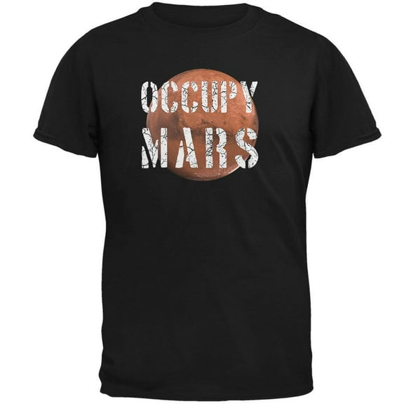 Planet Mars Occupy Mars Mens Soft T Shirt Black SM