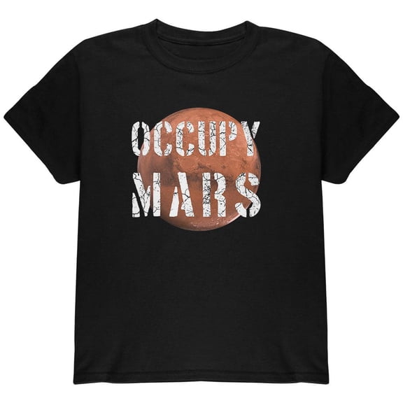 Planet Mars Occupy Mars Youth T Shirt Black YLG