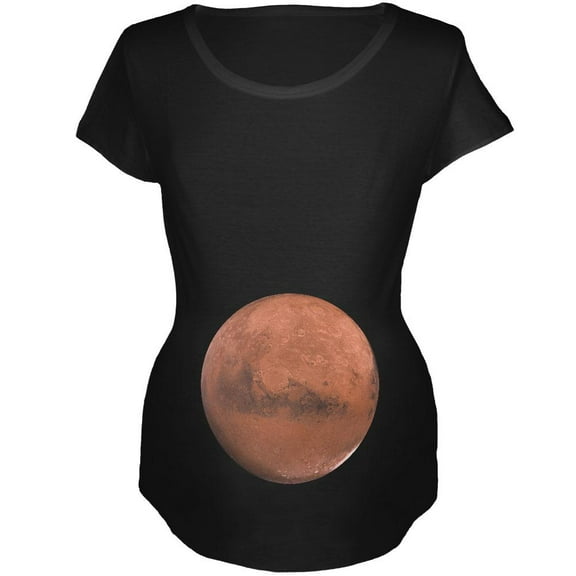 Planet Mars Pregnancy Costume Maternity Soft T Shirt Black X-LG