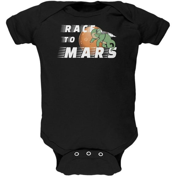 Planet Mars Race Dino Dinosaur Soft Baby One Piece Black 3-6 M