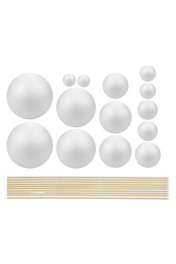 Planet Model Crafts Kit, DIY Solar System Project with 14 Mixed-Sized Polystyrene Spheres, School Science Project Kit for Students and Educational Model Making