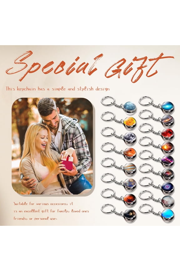 Planet Moon Keychain with Gemstone - Galaxy Celestial Jewelry Pendant for Keys, Bag, Backpack (1个)