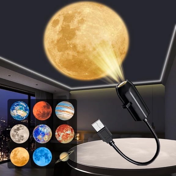 Planet Moon Projector Shooting,Romantic LED Small Night Light Bedroom Atmosphere Projection Decoration,Star Ceiling Sky Light(1 Discs)