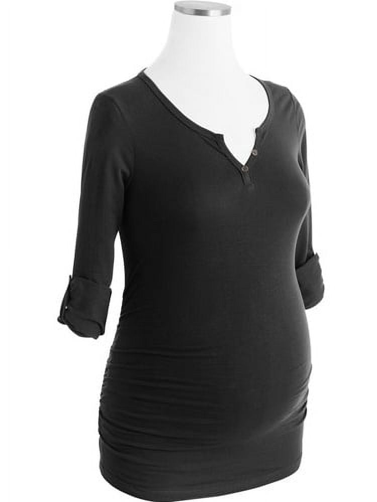 Motherhood Maternity Henley with Tab Sleeves and Flattering Side