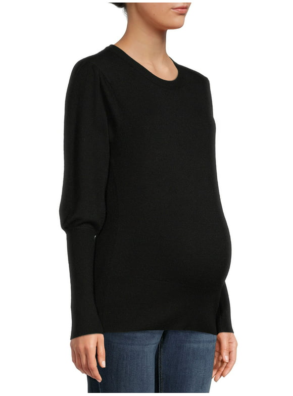 Planet Motherhood Maternity Women's Puff Sleeve Pullover Sweater