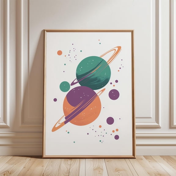 Planet Nursery Print Boho Outer Space Art Galaxy Wall Decor, Unframed Paper Poster 8x10in