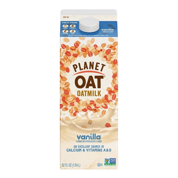 Planet Oat, Vanilla Flavored Oat Milk, 52 oz, Refrigerated, Cardboard Carton