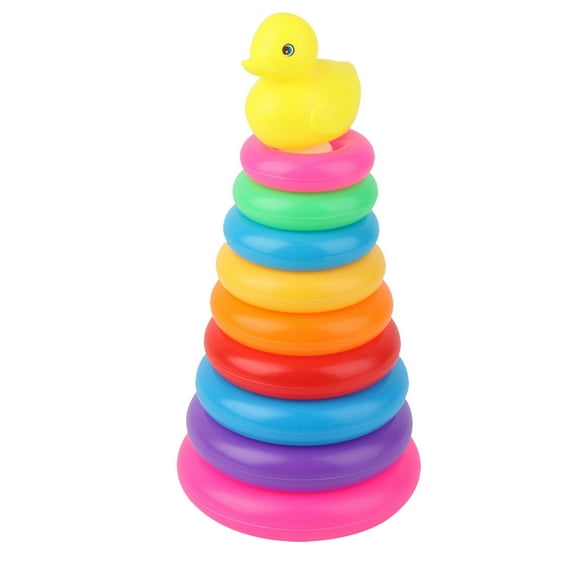 Planet Of Toys Ring Throwing Game - Plastic, Rainbow Colors, Teaches Color/Size, Enhances Fine Motor Skills for 18+ Months