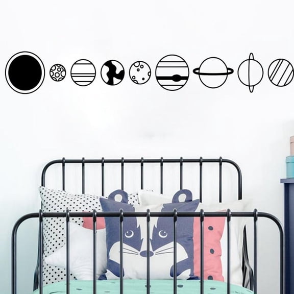 Planet Outer Space Astronaut Wall Sticker Kids Room Bedroom Space Planet Star Earth Astronomy Wall Decal Nursery Vinyl Decor 56cmx8cm