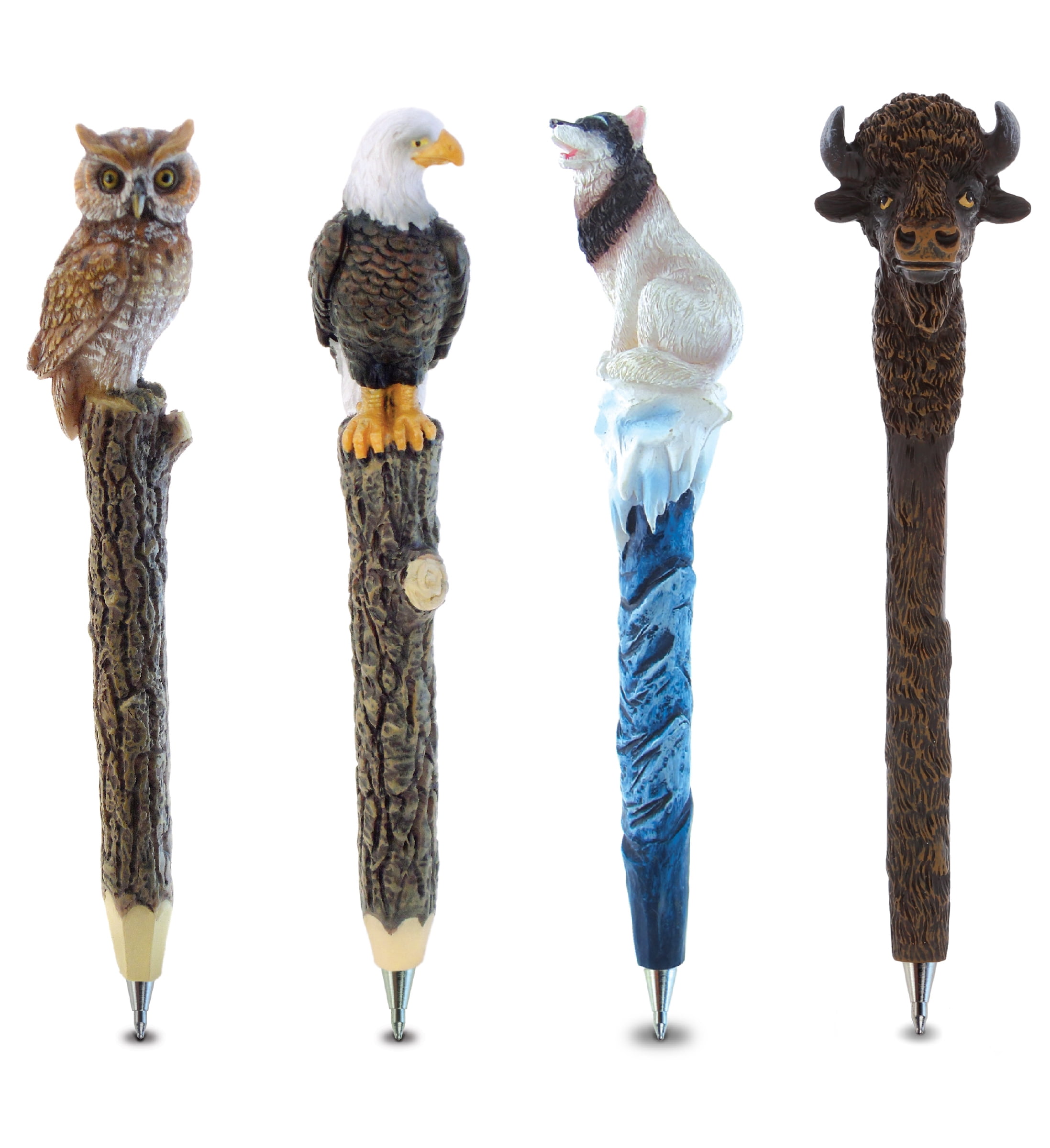 Pens Bundle of Owl, Eagle, Wolf, & Bison Novelty Pens Fun