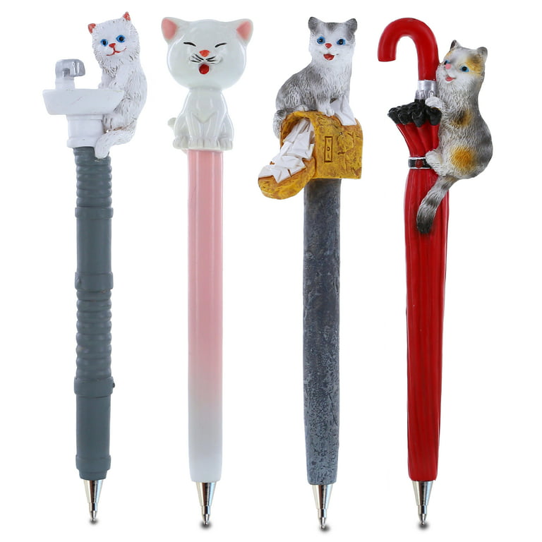 Planet Pens Cats Novelty Pen Bundle 4 Pc Set - Unique Kids and Adults  Office Supplies Ballpoint Pen, Colorful Cats Writing Pen for Cool  Stationery