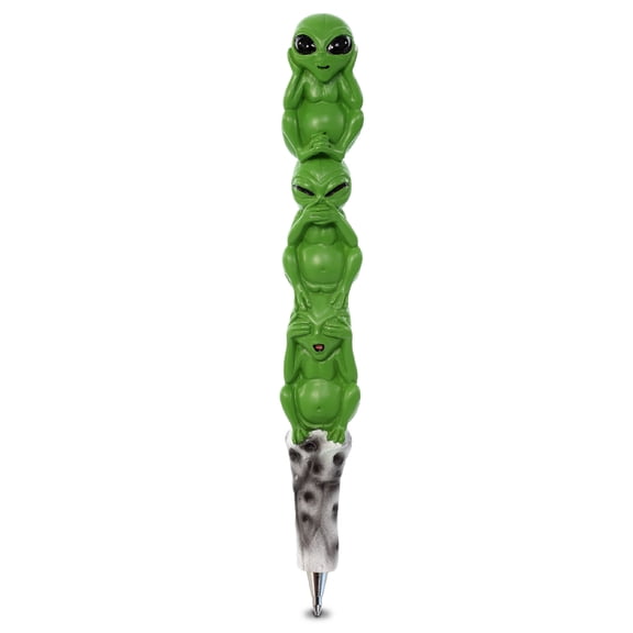Planet Pens Three Wise Aliens Novelty Pen - Cool Fun Pens for Kids, Teens, Adults, Fun Cool Ball Point Pen for School Writing Unique Office Supplies, Cute Aliens Pen Gift for Men and Women - 6 Inches