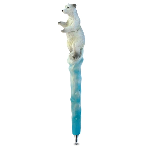Planet Pens White Polar Bear Writing Pen - Cute Wild Animal Polar Bear Novelty Pen, Fun Black Ink Pen For School or Office, Cool Ballpoint Pen for Boys and Girls, Realistic Bear Resin Pen Instrument