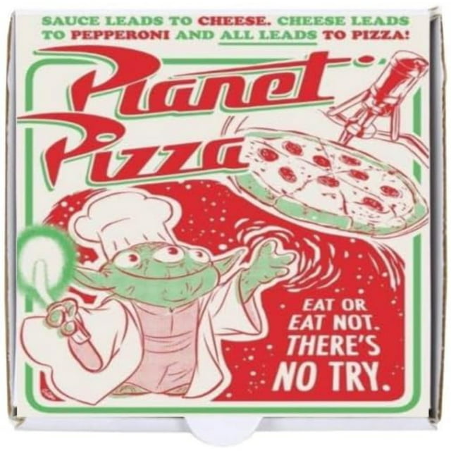 Planet Pizza Box Set, Retro Style Design with Green and Red Colors, Novelty Mini Pizza Boxes, White,(10 Pack) (5" Length x 5" Width x 1.5" Depth)