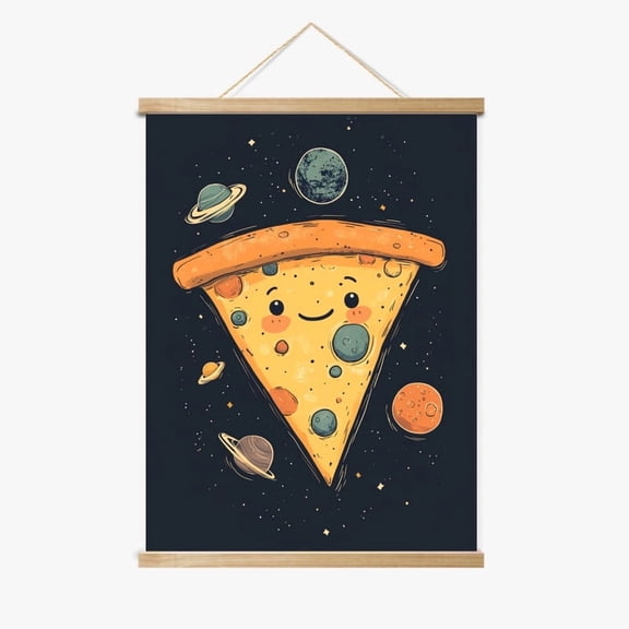 Planet Pizza Magnetic Wood Frame Hanger by Dancing Littles Jungle