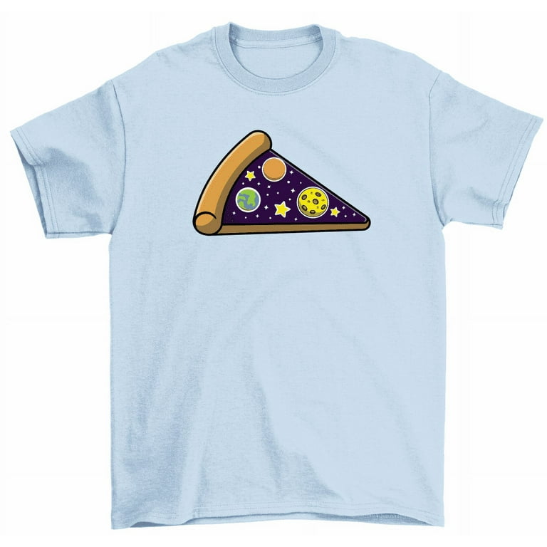 Planet Pizza Slice T-Shirt Space Fast Food Foodie Pizza Lovers Tee
