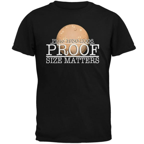 Planet Pluto Size Matters Pun Mens T Shirt Black MD