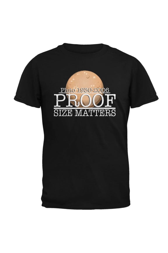 Planet Pluto Size Matters Pun Mens T Shirt Black SM