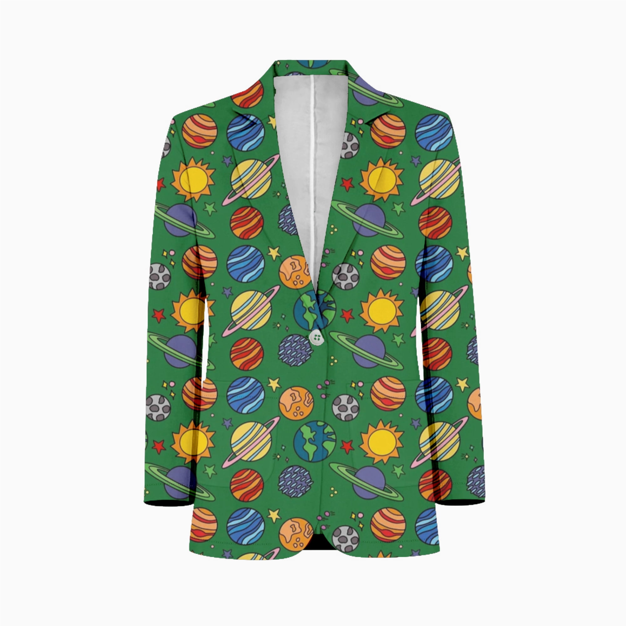 Planet Print Space Earth Astronomy Science Green Men's Suit Blazer ...