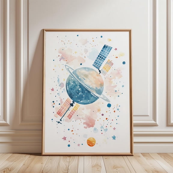 Planet Print Space Nursery Decor Outer Space Childrens Art, Unframed Paper Poster 8x10in