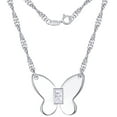 thumbnail image 1 of Planet Pure Women's Simulated Diamonds Butterfly Necklace in Recycled Sterling Silver 18", 1 of 3