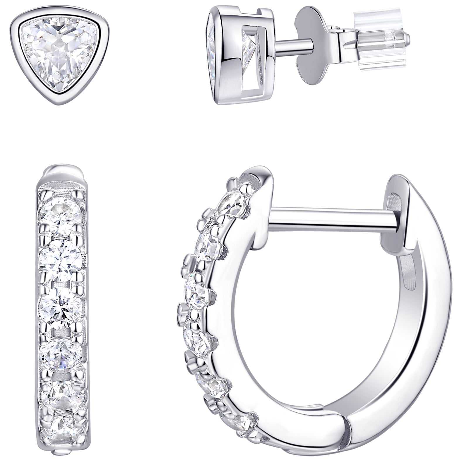 Planet Pure Women's Simulated Diamonds Earring Set in Recycled Sterling Silver