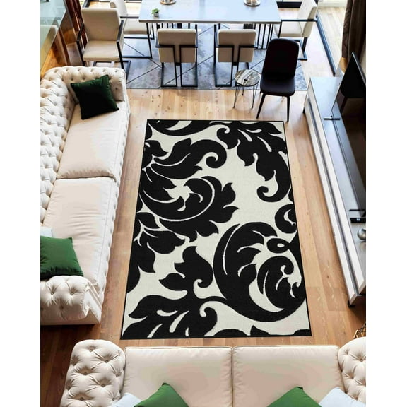 Abstract Modern Area Rug Geometric Living Room Carpet 5x7 Black