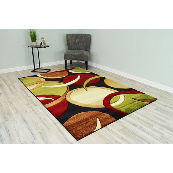 Planet Rugs Premium 3D Thick Abstract Indoor Area Rug 1062 Black 2'7''x4'