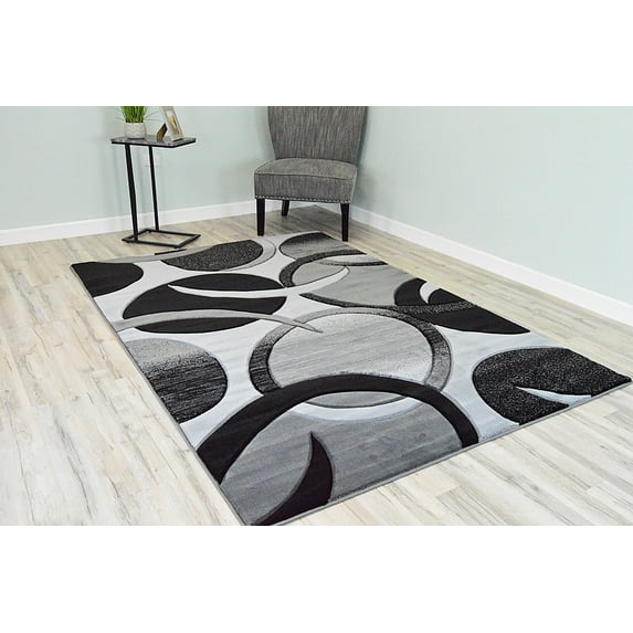 Planet Rugs Premium 3D Thick Abstract Indoor Area Rug 1062 Grey 5'3''x7'6''