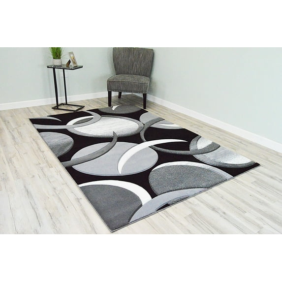 Planet Rugs Premium 3D Thick Abstract Indoor Area Rug 1062 Grey White 5'3''x7'6''