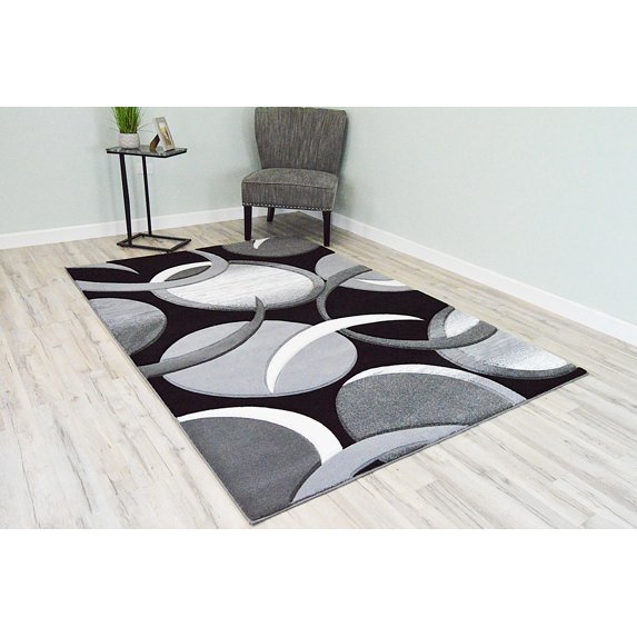 Planet Rugs Premium 3D Thick Abstract Indoor Area Rug 1062 Grey White 9'2''x12'5''