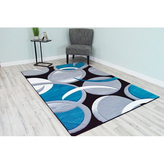 Planet Rugs Premium 3D Thick Abstract Indoor Area Rug 1062 Turquoise 2'7'' X 4'