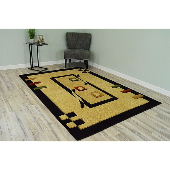 Planet Rugs Premium 3D Thick Abstract Indoor Area Rug 1347 Black Beige 5'3''x7'6''