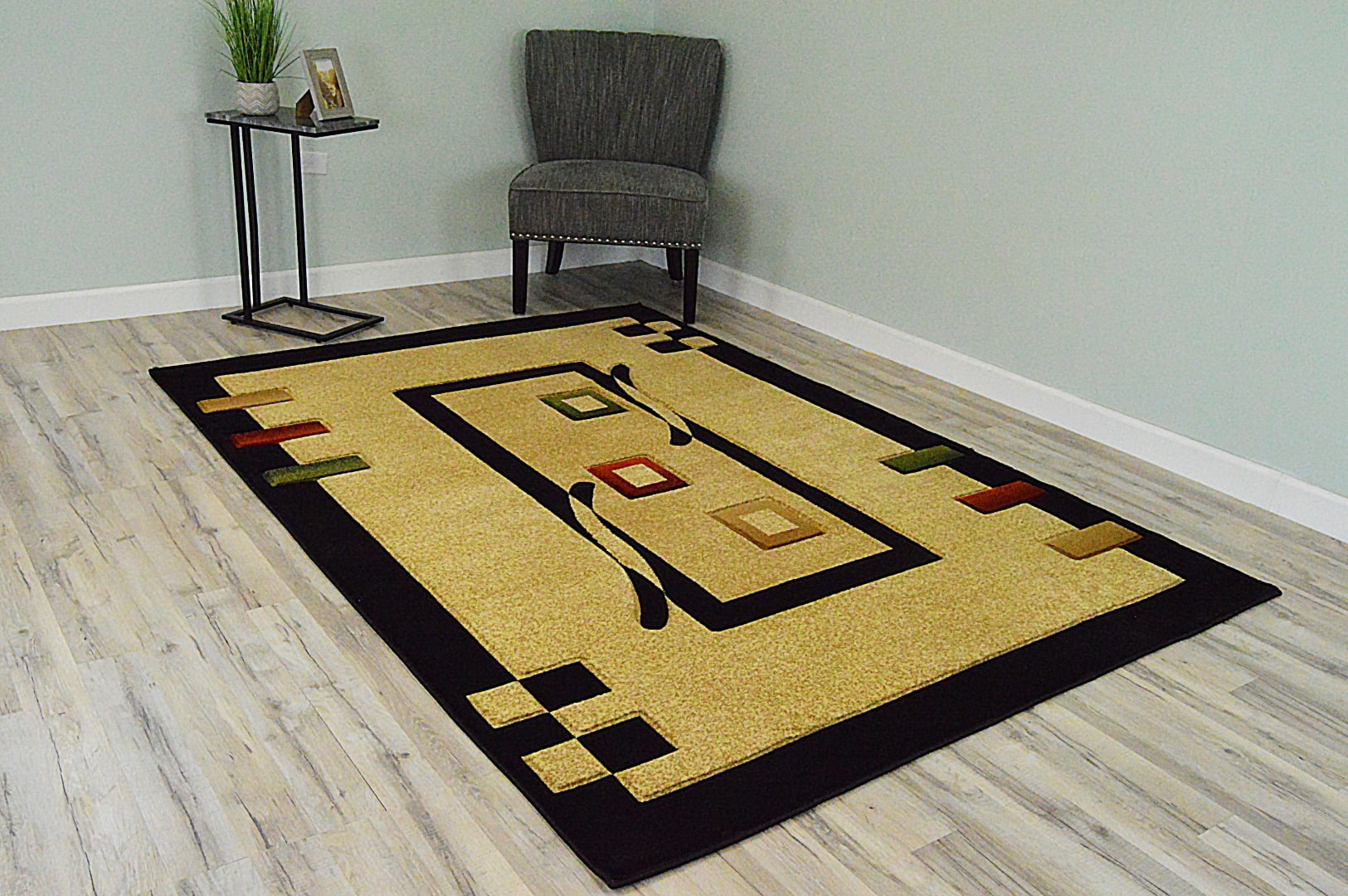 Rugs Premium 3D Thick Abstract Indoor Area Rug 1347 Black Beige