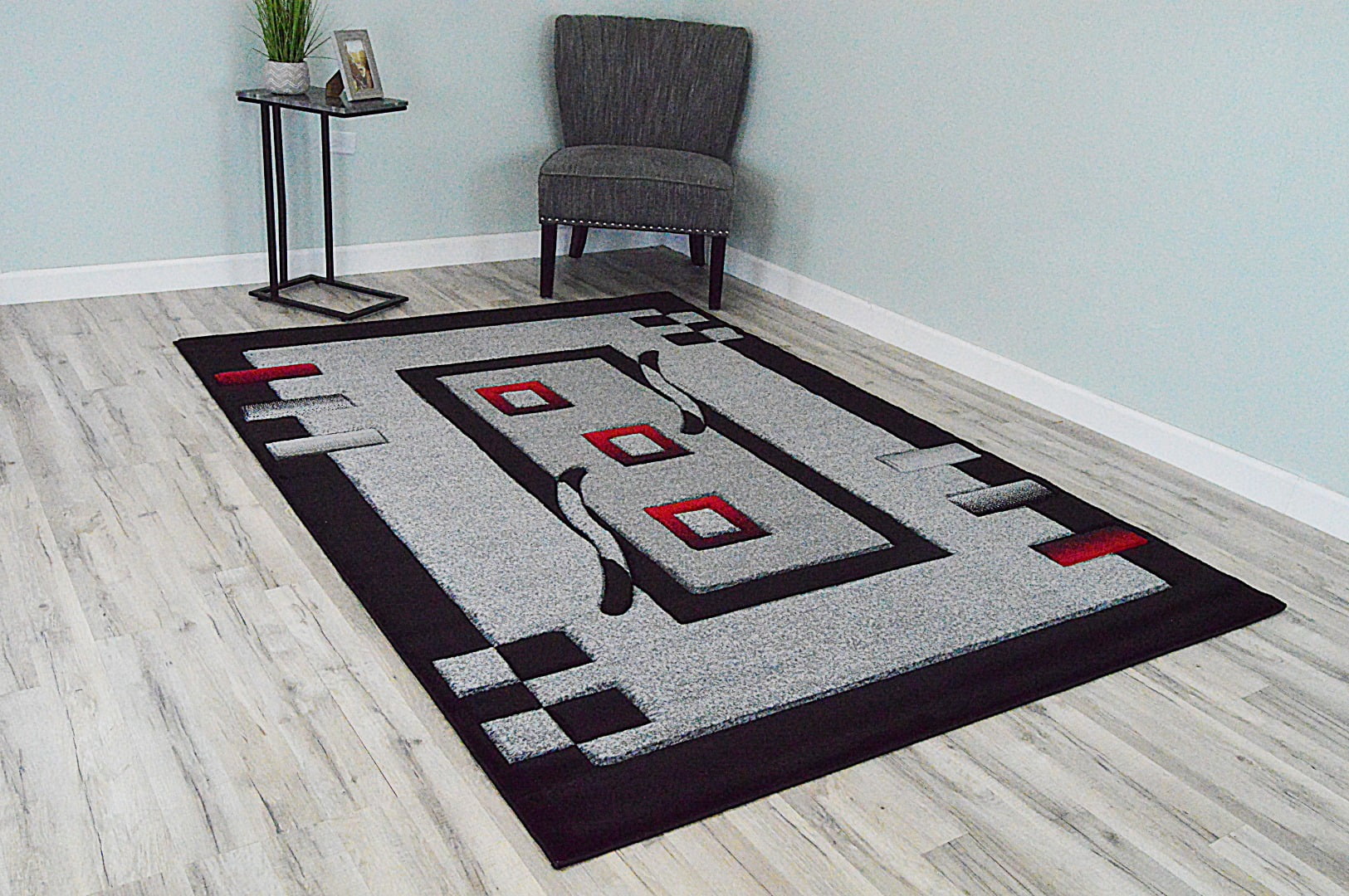 Rugs Premium 3D Thick Abstract Indoor Area Rug 1347 Grey Red 7'9