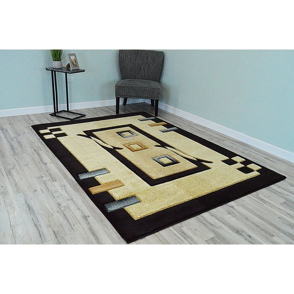 Planet Rugs Premium 3D Thick Abstract Indoor Area Rug 1347 Smoke Blue Beige 5'3''x7'6''