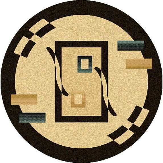 Planet Rugs Premium 3D Thick Abstract Indoor Area Rug 1347 Smoke Blue Beige 6'6''x6'6'' Round