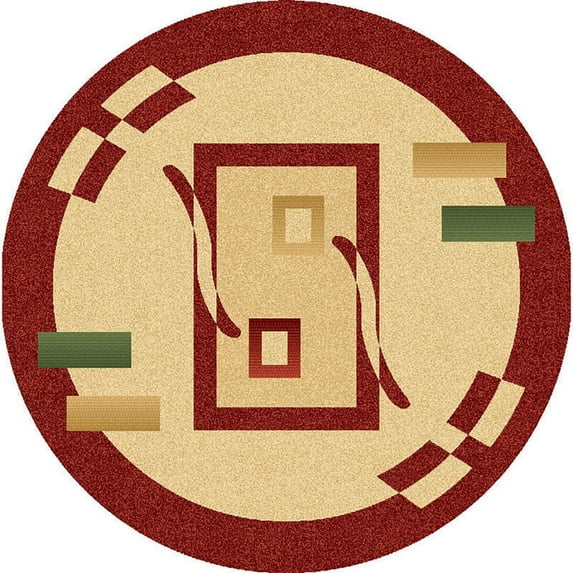 Planet Rugs Premium 3D Thick Abstract Indoor Area Rug 1347 Terracotta Orange Beige 6'6''x6'6'' Round