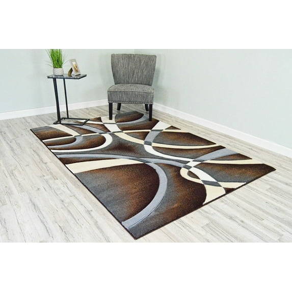 Planet Rugs Premium 3D Thick Abstract Indoor Area Rug 2305 Espresso Brown 7'9''x10'8'